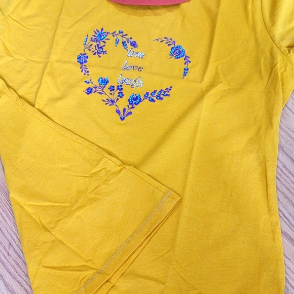 Woman embroidered T-shirt with rhinestones "Live-Love-Laugh" - Picture 8 of 9